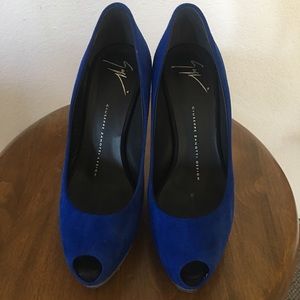 Giuseppe Zanotti Blue Suede Heels Size 37